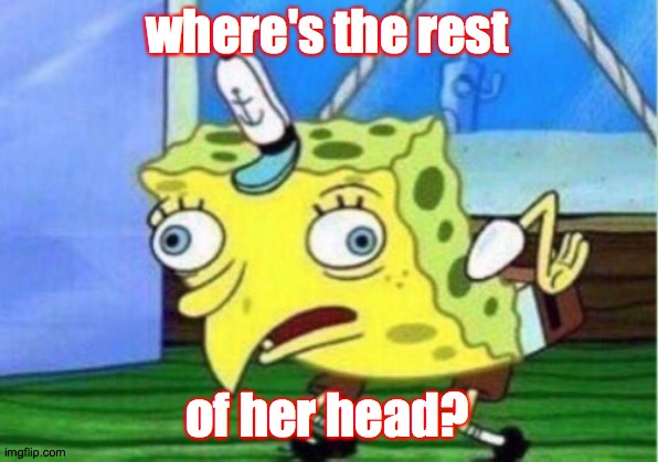 Mocking Spongebob Meme | where's the rest of her head? | image tagged in memes,mocking spongebob | made w/ Imgflip meme maker