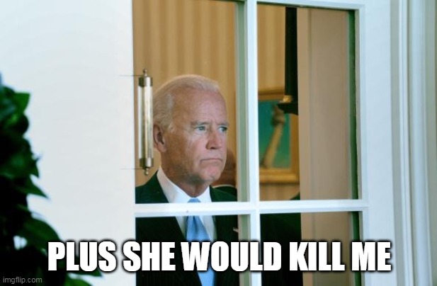 Sad Joe Biden | PLUS SHE WOULD KILL ME | image tagged in sad joe biden | made w/ Imgflip meme maker