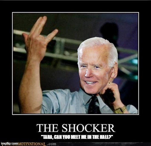 Biden Shocker | "TARA, CAN YOU MEET ME IN THE HALL?" | image tagged in joe biden | made w/ Imgflip meme maker
