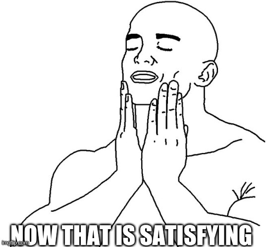 Satisfaction | NOW THAT IS SATISFYING | image tagged in satisfaction | made w/ Imgflip meme maker