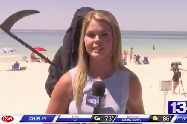 High Quality Grim reaper on beach with reporter Blank Meme Template