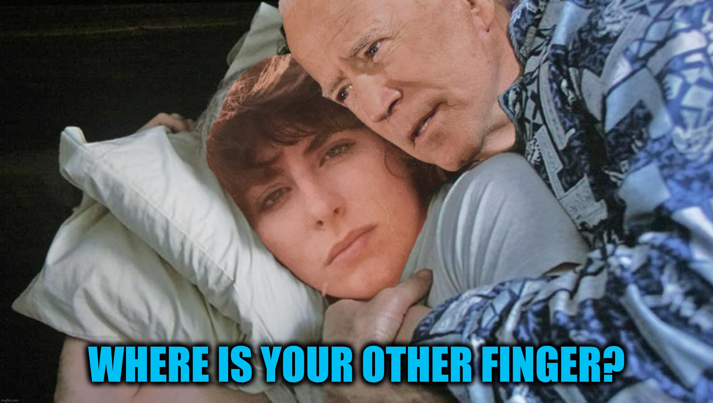 Bad Photoshop Sunday presents:  Those aren't pillows! | WHERE IS YOUR OTHER FINGER? | image tagged in bad photoshop sunday,joe biden,tara reade,planes trains and automobiles | made w/ Imgflip meme maker
