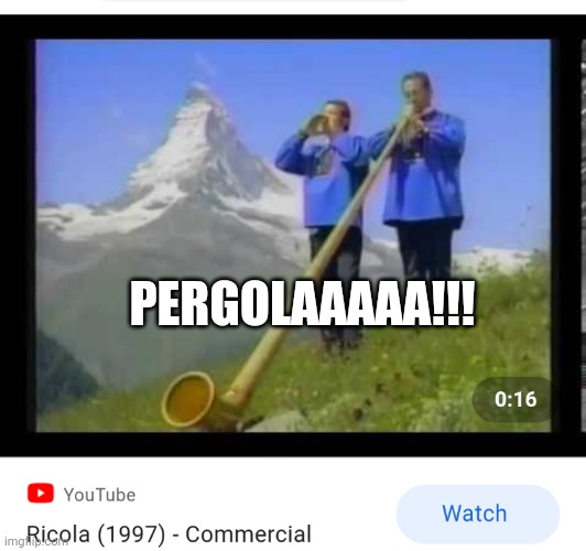 Pergola | PERGOLAAAAA!!! | image tagged in horn | made w/ Imgflip meme maker