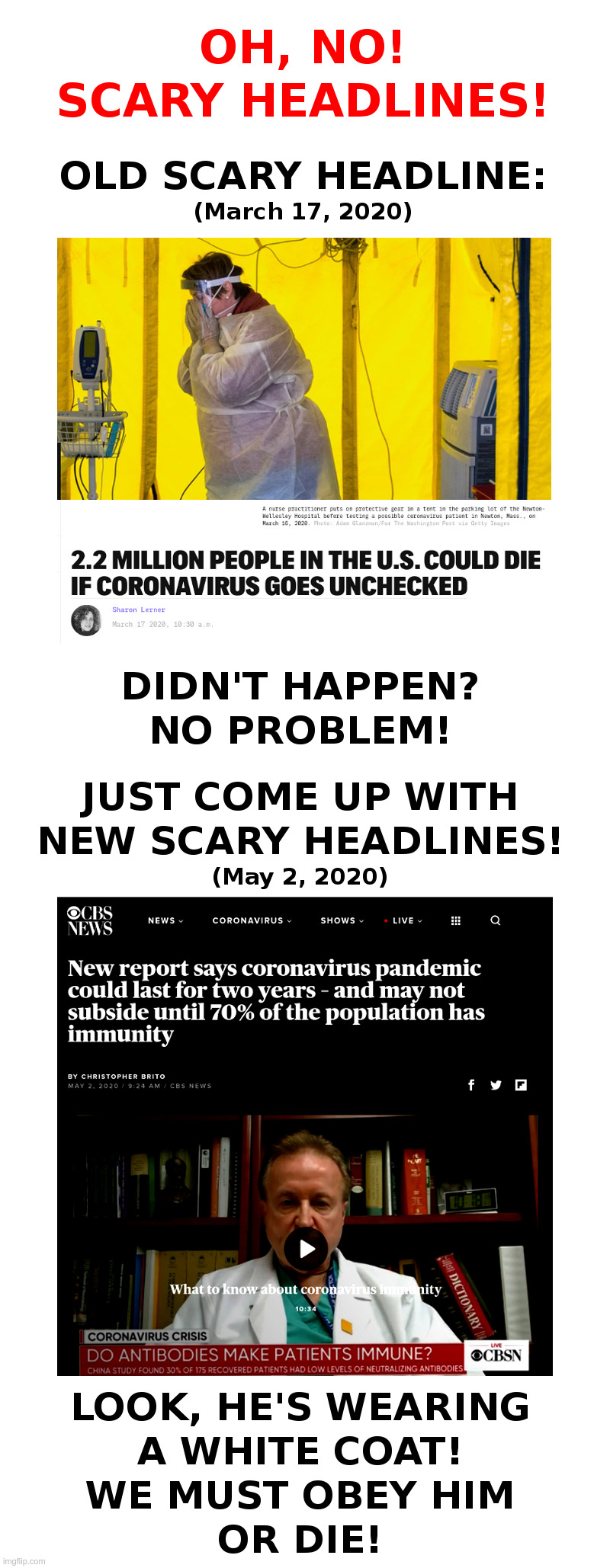 Oh, No! Scary Headlines! | image tagged in coronavirus,mainstream media,scary,stories,lockdown,tyranny | made w/ Imgflip meme maker