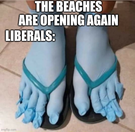 EVERYTHING OPENING | THE BEACHES ARE OPENING AGAIN; LIBERALS: | image tagged in quarantine,day at the beach | made w/ Imgflip meme maker