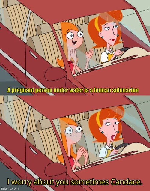 I worry about you sometimes Candace | A pregnant person under water is a human submarine | image tagged in i worry about you sometimes candace | made w/ Imgflip meme maker