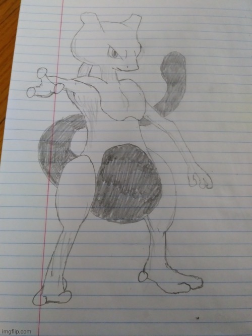This is my first attempt at Mewtwo. It's not great but it turned out better than I thought it would so for now I'm happy with it | image tagged in drawing,pokemon | made w/ Imgflip meme maker