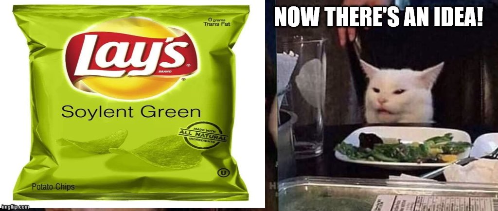 soylent green chips | NOW THERE'S AN IDEA! | image tagged in funny memes | made w/ Imgflip meme maker