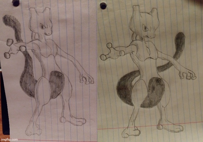 These are my 2nd and 3rd tries at drawing Mewtwo and I must say I'm immensely proud of the 3rd one | image tagged in pokemon,drawing | made w/ Imgflip meme maker