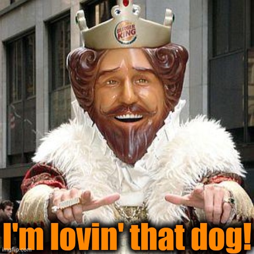 burger king | I'm lovin' that dog! | image tagged in burger king | made w/ Imgflip meme maker