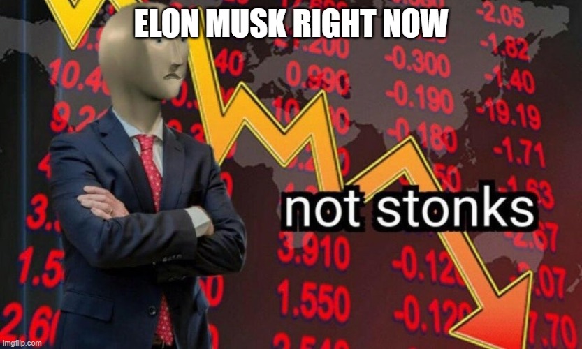 Not stonks | ELON MUSK RIGHT NOW | image tagged in not stonks | made w/ Imgflip meme maker