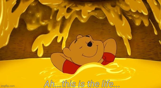 Pooh Hunny Relaxation | Ah...this is the life... | image tagged in pooh hunny relaxation | made w/ Imgflip meme maker