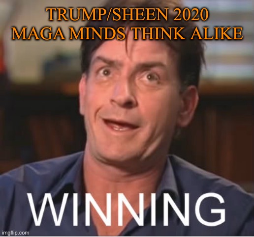 Trump/ Sheen 2020 Hey,It’s all relevant | TRUMP/SHEEN 2020 MAGA MINDS THINK ALIKE | image tagged in donald trump,funny,politics,joe biden,election 2020 | made w/ Imgflip meme maker