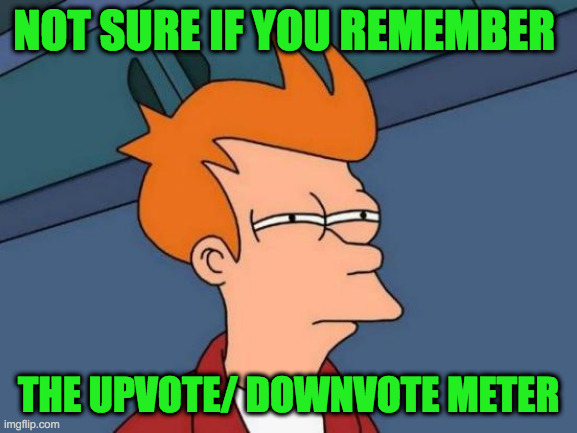 Futurama Fry Meme | NOT SURE IF YOU REMEMBER THE UPVOTE/ DOWNVOTE METER | image tagged in memes,futurama fry | made w/ Imgflip meme maker