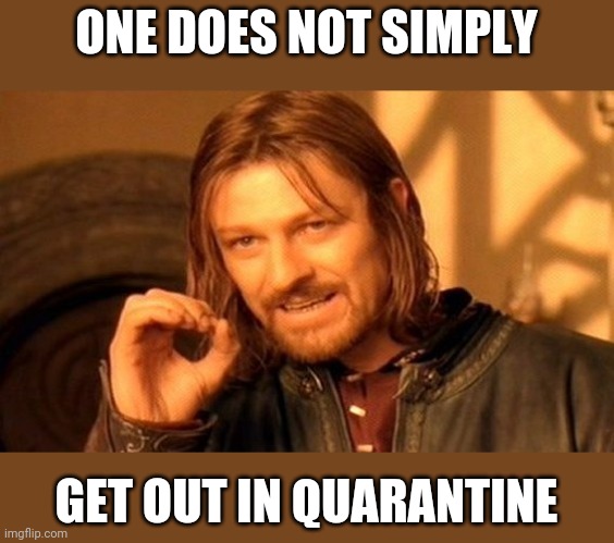 One Does Not Simply | ONE DOES NOT SIMPLY; GET OUT IN QUARANTINE | image tagged in memes,one does not simply | made w/ Imgflip meme maker