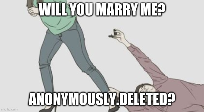 proposal guy | WILL YOU MARRY ME? ANONYMOUSLY.DELETED? | image tagged in proposal guy | made w/ Imgflip meme maker