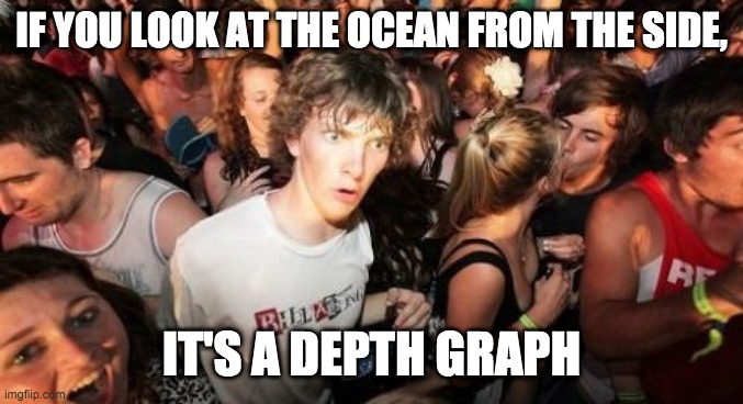 Ocean Graph | IF YOU LOOK AT THE OCEAN FROM THE SIDE, IT'S A DEPTH GRAPH | image tagged in memes,sudden clarity clarence | made w/ Imgflip meme maker