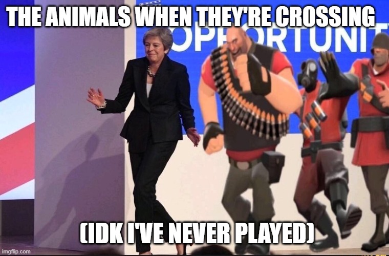 I really haven't | THE ANIMALS WHEN THEY'RE CROSSING; (IDK I'VE NEVER PLAYED) | image tagged in memes,funny,animal crossing | made w/ Imgflip meme maker