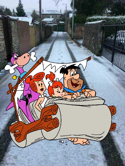 Flintstones Christmas | image tagged in flintstones,tv show,snow,cartoon,lol,funny | made w/ Imgflip meme maker