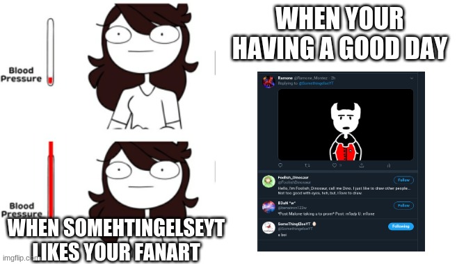 HONESTLY | WHEN YOUR HAVING A GOOD DAY; WHEN SOMEHTINGELSEYT LIKES YOUR FANART | made w/ Imgflip meme maker