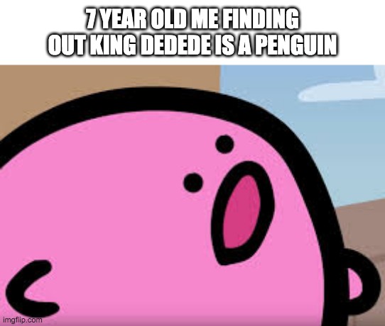 King dedede | 7 YEAR OLD ME FINDING OUT KING DEDEDE IS A PENGUIN | image tagged in meme,kirby,king dedede | made w/ Imgflip meme maker