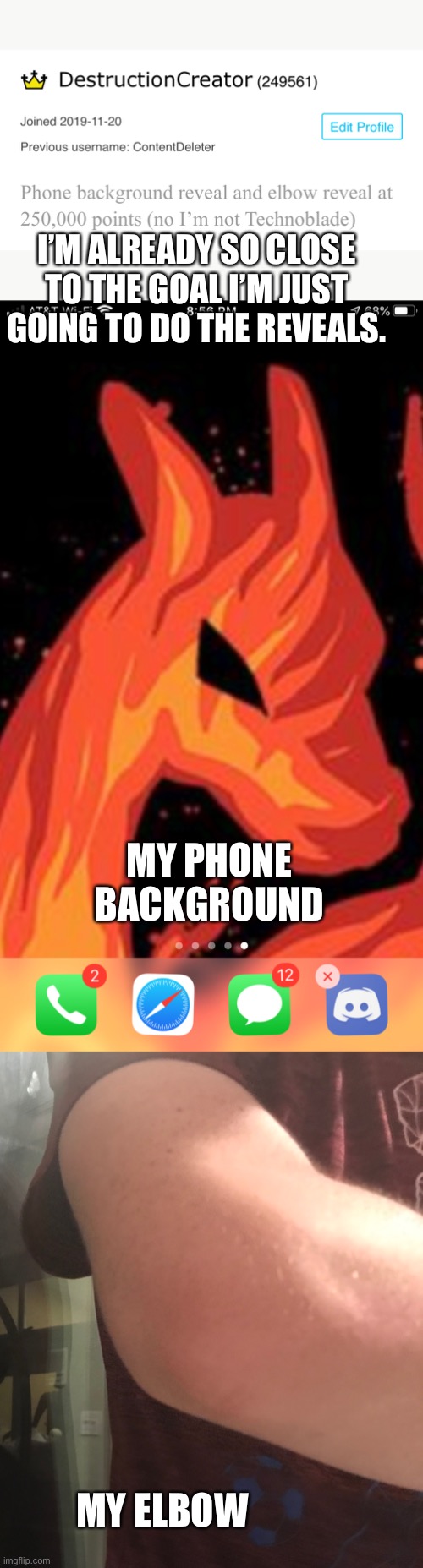Elbow and Phone Background Reveal | I’M ALREADY SO CLOSE TO THE GOAL I’M JUST GOING TO DO THE REVEALS. MY PHONE BACKGROUND; MY ELBOW | image tagged in scooby doo mask reveal,nice | made w/ Imgflip meme maker
