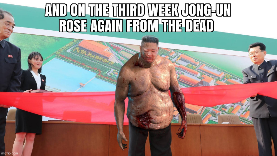 image tagged in kim jong un,kim jong-un,zombies,zombie,north korea,jesus | made w/ Imgflip meme maker