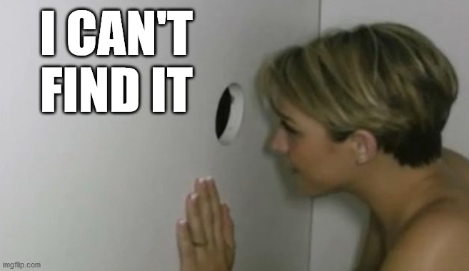 Glory Hole | I CAN'T FIND IT | image tagged in glory hole | made w/ Imgflip meme maker