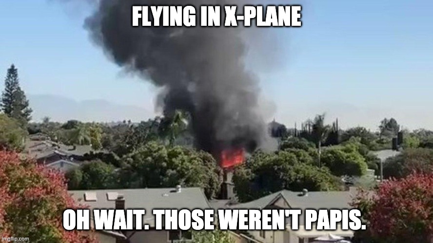 oops | FLYING IN X-PLANE; OH WAIT. THOSE WEREN'T PAPIS. | image tagged in planes | made w/ Imgflip meme maker