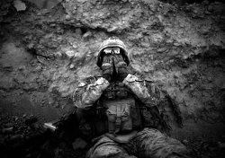 US Marine Afghanistan War PTSD Black & White Photo Meme Template