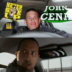 The Rock Sees John Cena Driving Meme Template