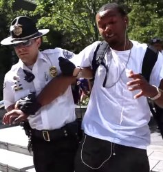 white cop busting black man Meme Template