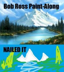 Bob ross paint along Meme Template