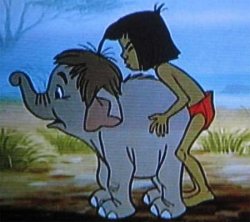mowgli with little elephant Meme Template