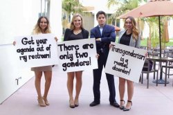 Bruin Republicans at UCLA protesting against transgender rights Meme Template
