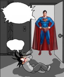 Superman Beating Goku Meme Template