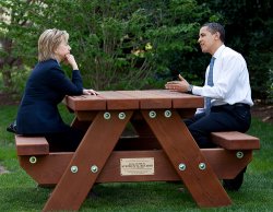 hillary clinton Obama bench nomination deal bargain election Meme Template