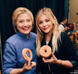 Hillary Clinton and girl onion ring donut Meme Template