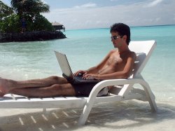beach bum with laptop Meme Template