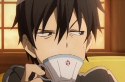 Kirito sipping tea Meme Template