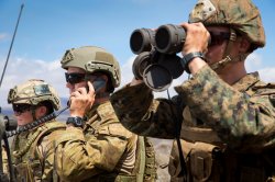 USMC Australian Army Soldiers Radio binoculars lookout Meme Template
