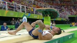 Rio Olympics gymnast leg break facepalm  Meme Template