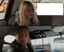 awkward kid questions the rock driving Meme Template