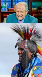 Pat Robertson vs. native American Meme Template