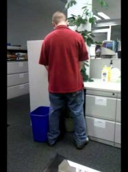 Man pissing on office plant Meme Template