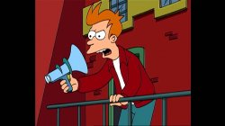 Futurama Fry Backwards Megaphone Meme Template