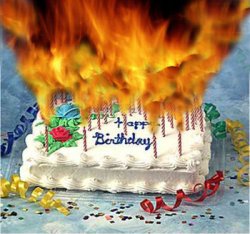 flaming birthday cake Meme Template