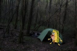 Scared camping spongebob Meme Template