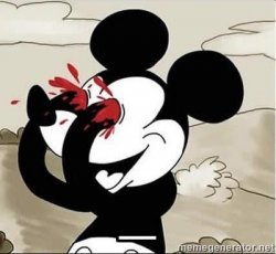 Mickey Mouse Blood Eyes Meme Template