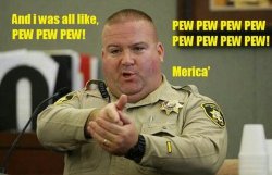 Cop pew America shooting Meme Template